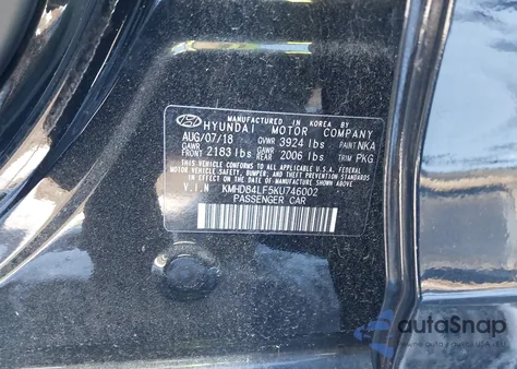 2019 Hyundai Elantra Sel from USA, damaged, VIN KMHD84LF5KU746002